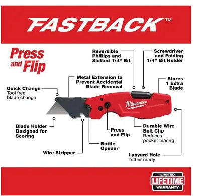 Milwaukee FASTBACK 6-in-1 Folding Utility Knife