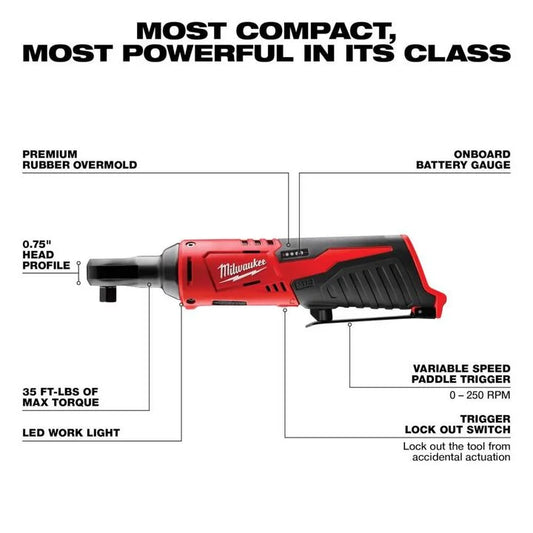 Milwaukee M12 3/8 In. Ratchet (Bare Tool)