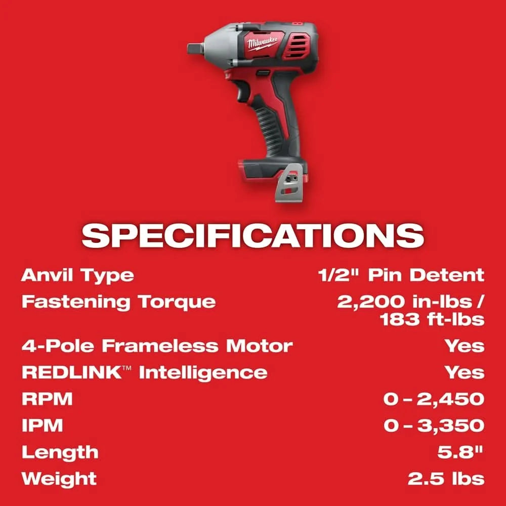 Milwaukee M18 Compact 1/2 In. Impact Wrench (Bare Tool)