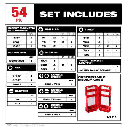 Milwaukee SHOCKWAVE Impact Driver Bit Set - 54 Piece
