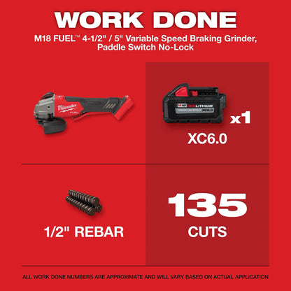 Milwaukee M18 FUEL 4-1/2 In./5 In. Grinder with Variable Speed (Bare Tool)