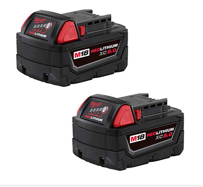 Milwaukee M18 REDLITHIUM 5.0Ah Battery - 2 Pack