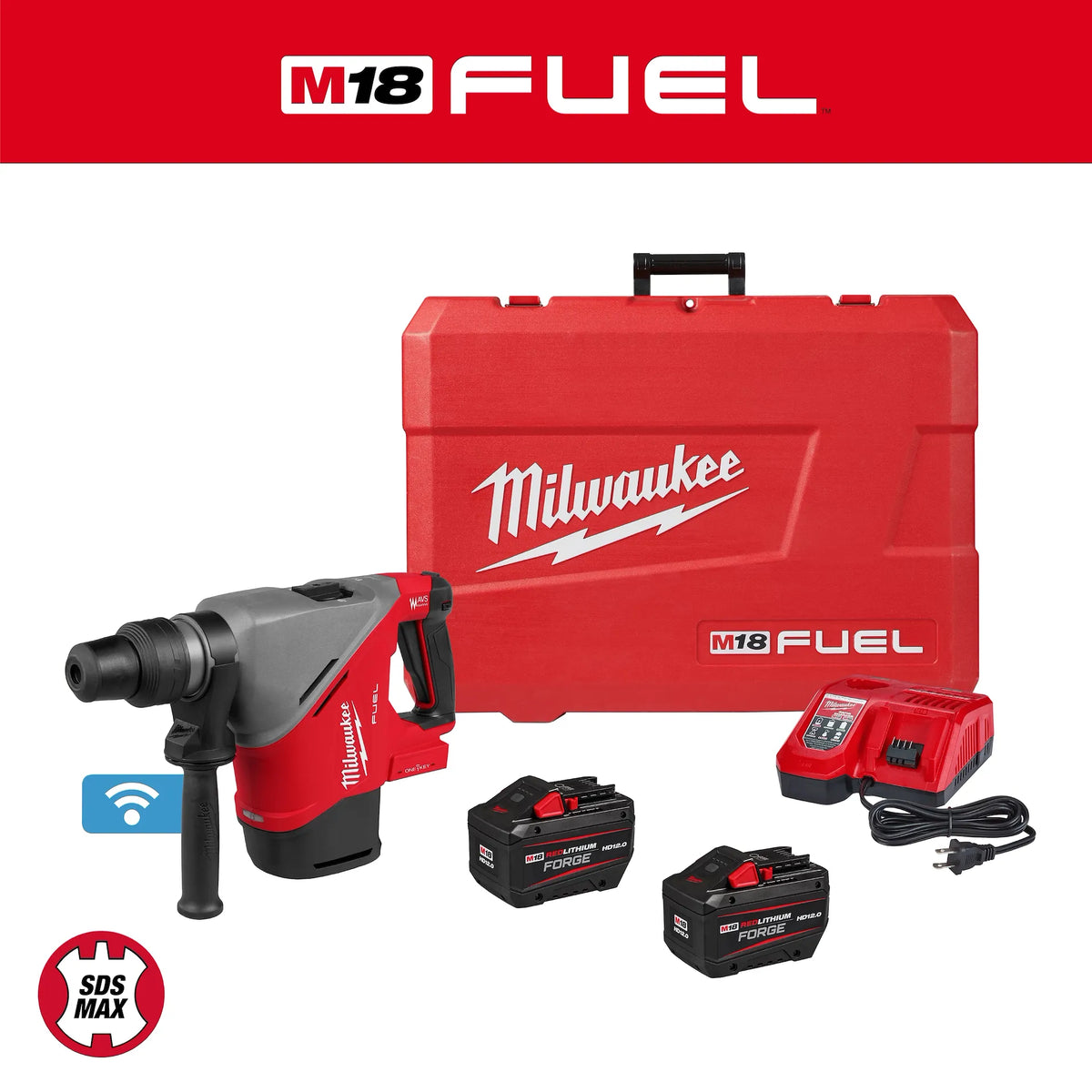 Milwaukee M18 FUEL 1-9/16 In. SDS MAX Rotary Hammer Kit with ONE-KEY