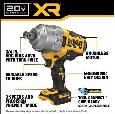 DEWALT 20V MAX 3/4 In. High Torque Impact Wrench (Bare Tool)