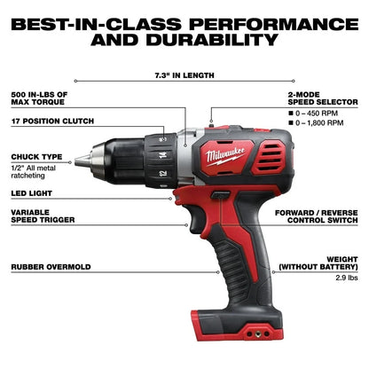 Milwaukee M18 Compact 1/2 In. Drill/Driver (Bare Tool)