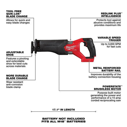 Milwaukee M18 FUEL SAWZALL Reciprocating Saw (Bare Tool)