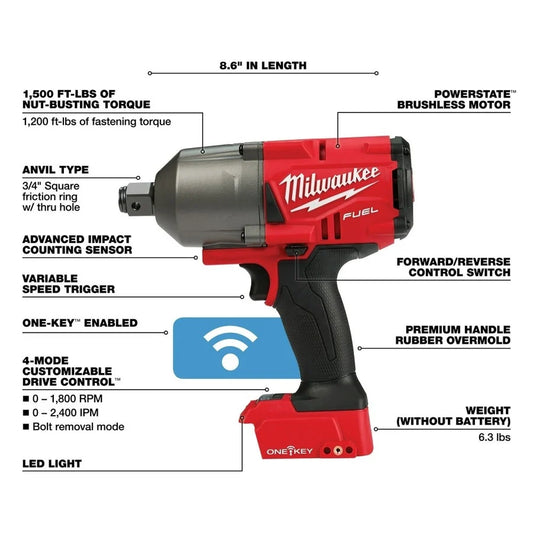 Milwaukee M18 FUEL ONE-KEY 3/4 In. Impact Wrench (Bare Tool)