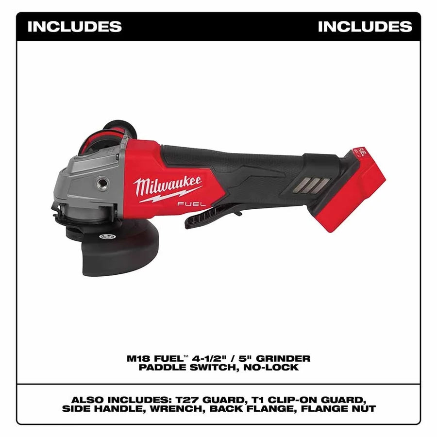 Milwaukee M18 FUEL 4-1/2 In./5 In. Braking Grinder with Paddle Switch (Bare Tool)