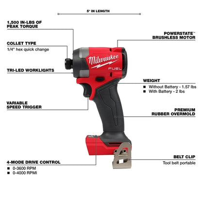 Milwaukee M18 FUEL 1/4 In. Hex Impact Driver (Bare Tool)