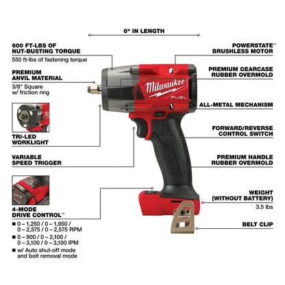 Milwaukee M18 FUEL 3/8 In. Mid-Torque Impact Wrench (Bare Tool)