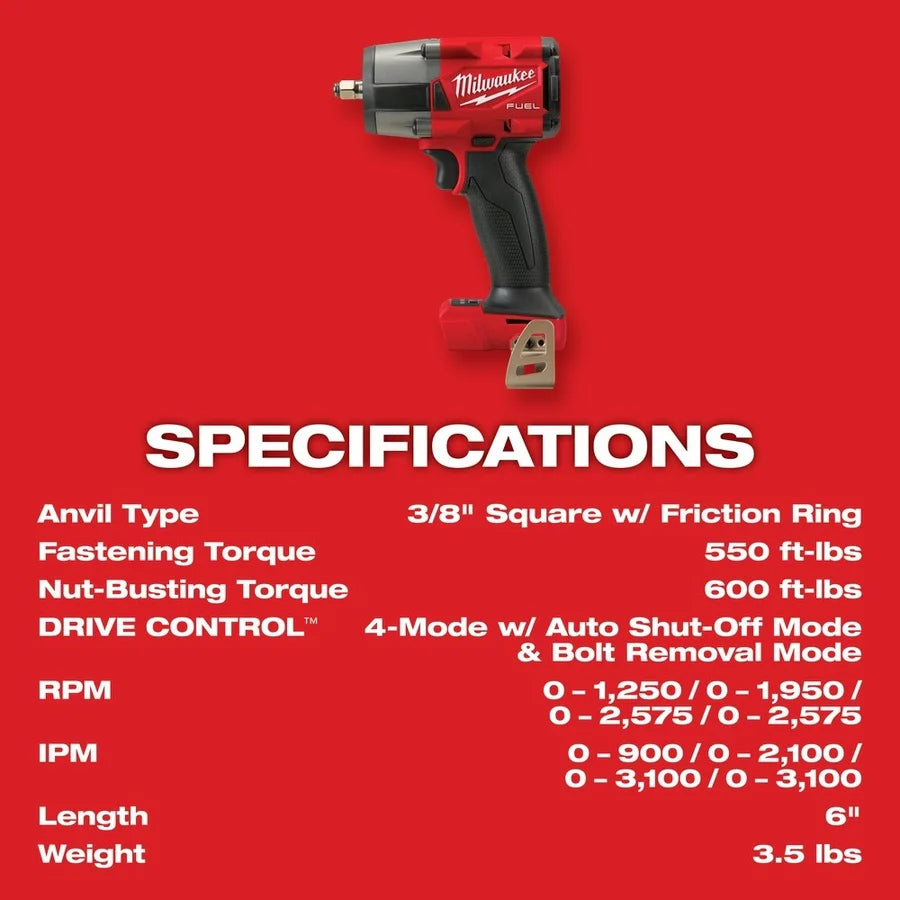 Milwaukee M18 FUEL 3/8 In. Mid-Torque Impact Wrench (Bare Tool)