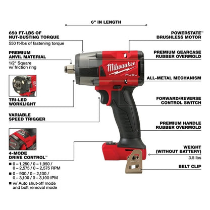 Milwaukee M18 FUEL 1/2 In. Impact Wrench (Bare Tool)