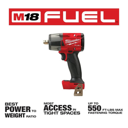 Milwaukee M18 FUEL 1/2 In. Mid-Torque Impact Wrench with Pin Detent (Bare Tool)