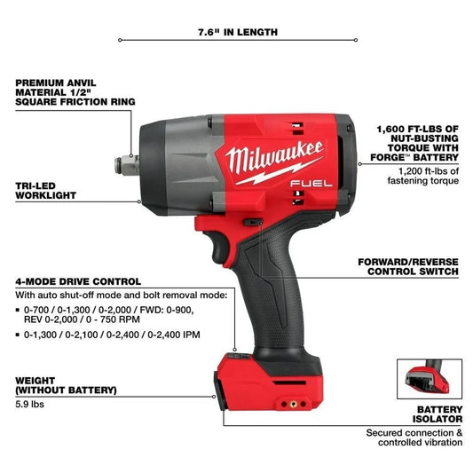 Milwaukee M18 FUEL 1/2 In. High Torque Impact Wrench (Bare Tool)