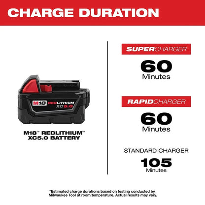 Milwaukee M18 REDLITHIUM 5.0Ah Battery (48-11-1850) - 2 Pack
