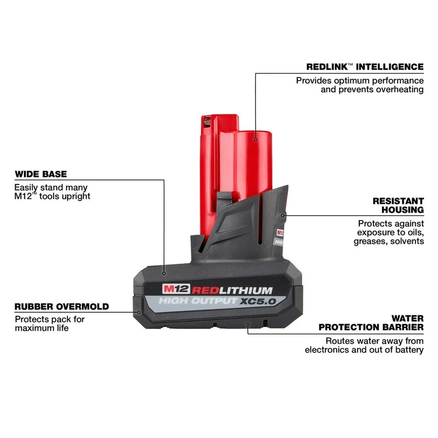 Milwaukee M12 REDLITHIUM HIGH OUTPUT XC 5.0Ah Battery (48-11-2450)