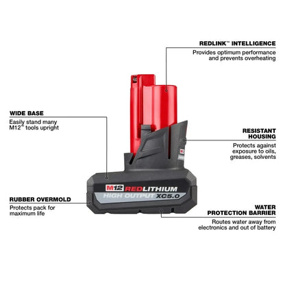 Milwaukee M12 REDLITHIUM HIGH OUTPUT XC 5.0Ah Battery (48-11-2450)