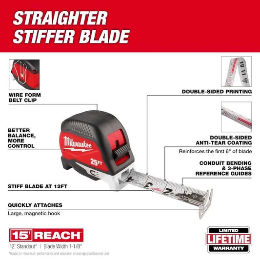 Milwaukee 25' Electrician's Magnetic Tape Measure