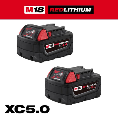 Milwaukee M18 REDLITHIUM 5.0Ah Battery (48-11-1850) - 2 Pack