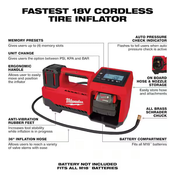 Milwaukee M18 Tire Inflator (Bare Tool)