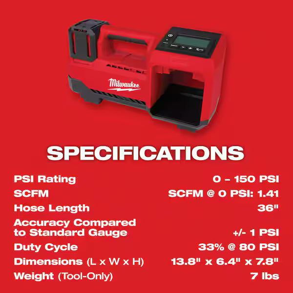 Milwaukee M18 Tire Inflator (Bare Tool)